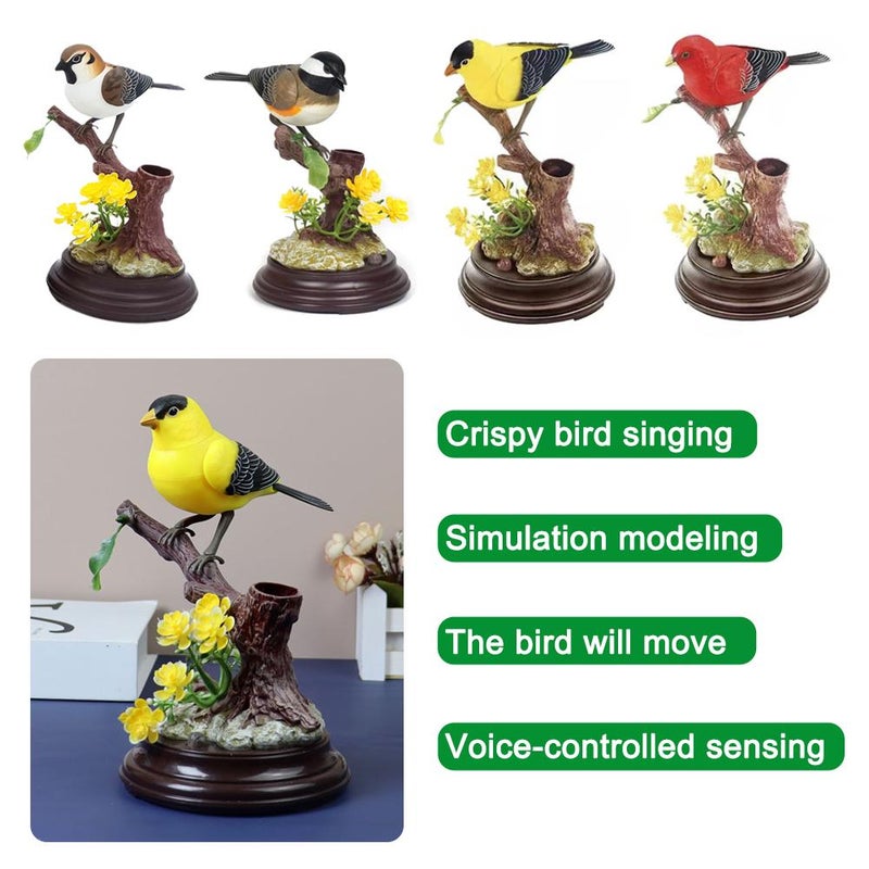 Electronic Bird Toys - Simulation Bird Toys, Singing Chirping Birds Toy, Sound Bird Figurine Toy, Simulation Birds for Kids Electric Toys Home Office Room Decoration Birthday Gifts (Yellow) - Image 3